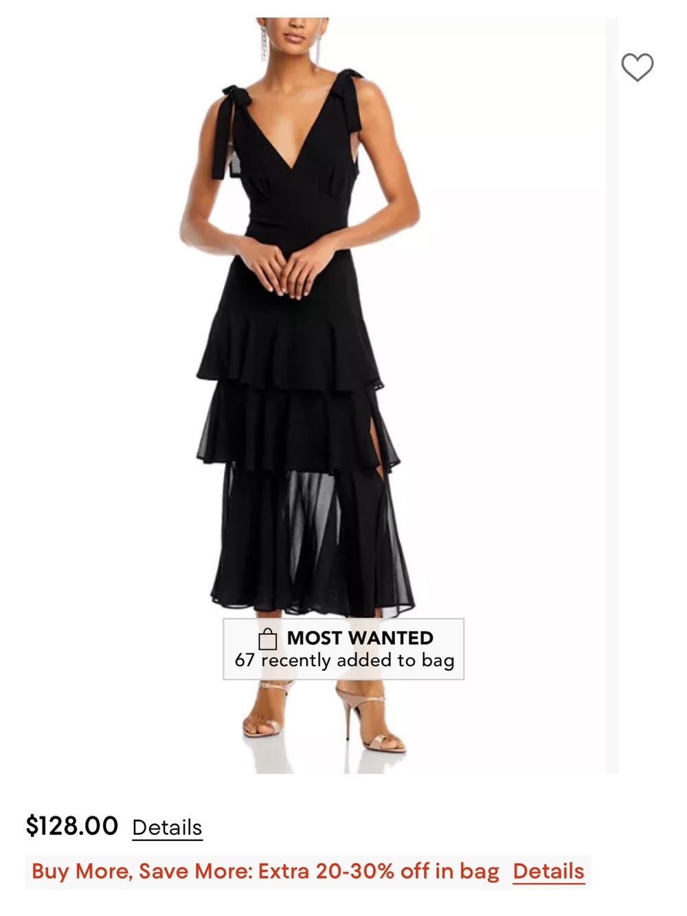 Wayf Black V-Neck Tie-Shoulder Tiered Maxi Dress